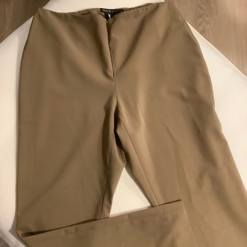 Peace Of Cloth Womens Trouser Pant Size 4 Camel Tailored Front Zipper Minimalist